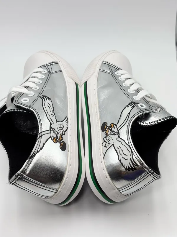 FOCO PHILADELPHIA EAGLES GREEN‎ TEAM COLOR METALLIC CANVAS WOMENS SHOES Size 7 - Image 9
