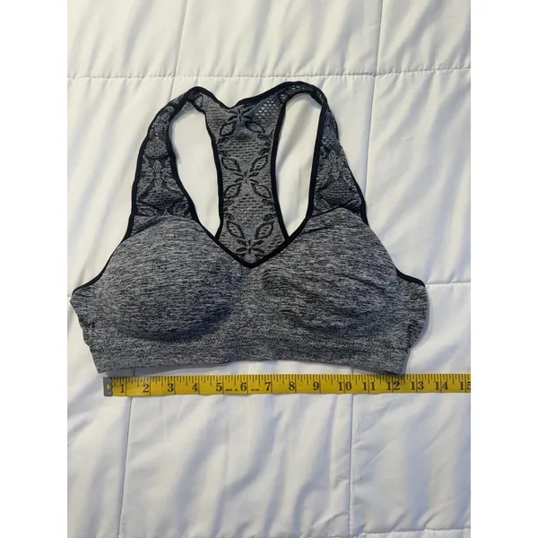 Fruit of the Loom Gray Sports Bra Racerback Black Floral Athletic Sports - Image 2