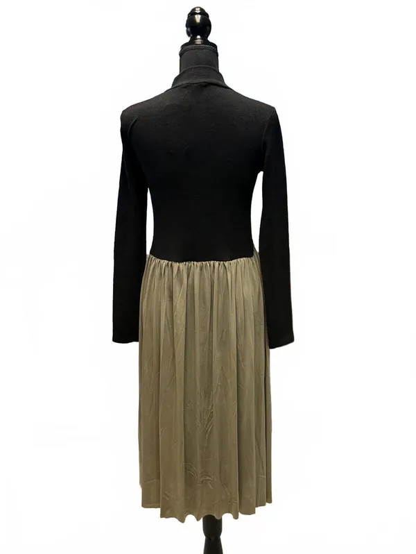 NWT Zara Black Turtleneck Knit Top Taupe Pleated Midi Dress Mixed Media Size M - Image 4