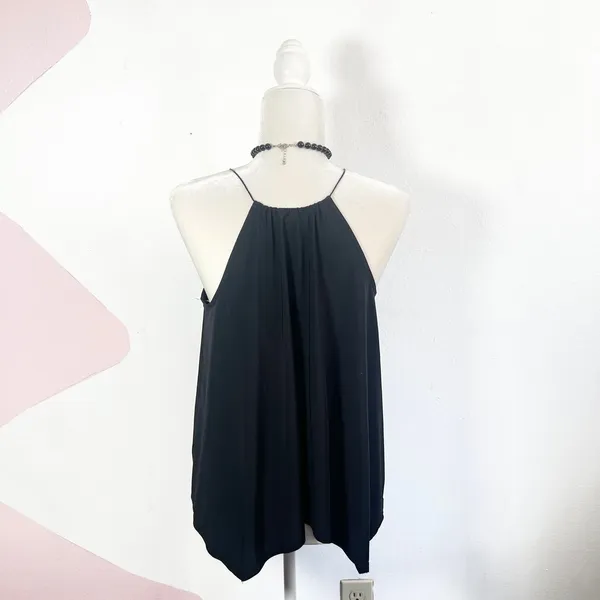 VTG 2000s Express Black Halter Tank Top Sz Small Minimalist‎ Asymmetrical Fairy - Image 2