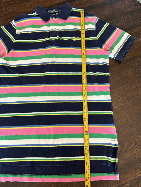 VTG Polo Ralph Lauren Men’s Multi-Color Striped Polo Shirt-Medium - Image 4