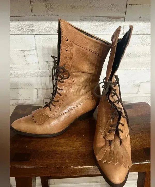 Durango Women's Brown Leather Lace Up Western Prairie Ankle Boot Size US 7 - Image 5