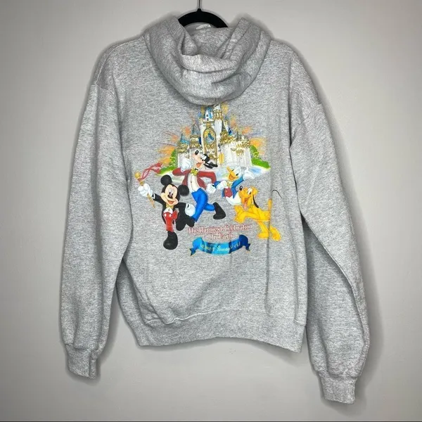 DISNEY Y2K 50TH ANNIVERSARY HOODIE sweatshirt full zip‎ small 2005 Vintage - Image 3
