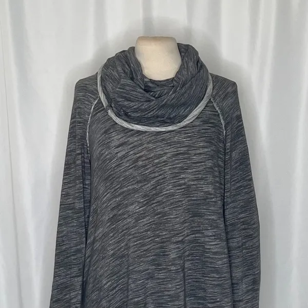 FREE PEOPLE FP Beach Cacoon Cowl Neck Knit Top Gray Space Dye X-Small Small - Image 3