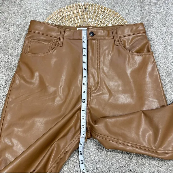 Abercrombie & Fitch Curve Love 90s Straight Ultra Hi Rise Pants Vegan Leather 31 - Image 14