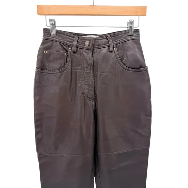 Valerie Stevens Sport Leather Pants Womens 4 Brown Straight Leg‎ Lined Vintage - Image 4