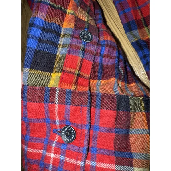 Brooks Brothers Red Fleece Plaid Button Down Shirt Women's 12‎ Lace Back - Image 5