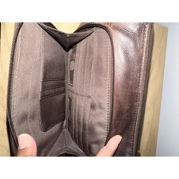 Vintage Fossil Brown Pebbled Leather Shoulder Handbag Y2K F‎ - Image 10