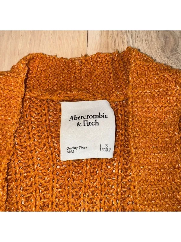 Abercrombie & Fitch Cardigan Sweater Brunt Orange Size Small - Image 2