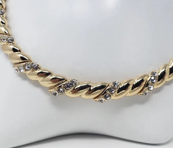 NWT Sugarfix by Baublebar Gold-Tone Hinged Twist Rhinestone Necklace Women's - Image 5