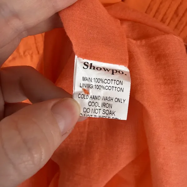 Showpo Zandra Mini Dress Size 8 Orange Puff Sleeve Cotton Poplin Vibrant Bright - Image 10