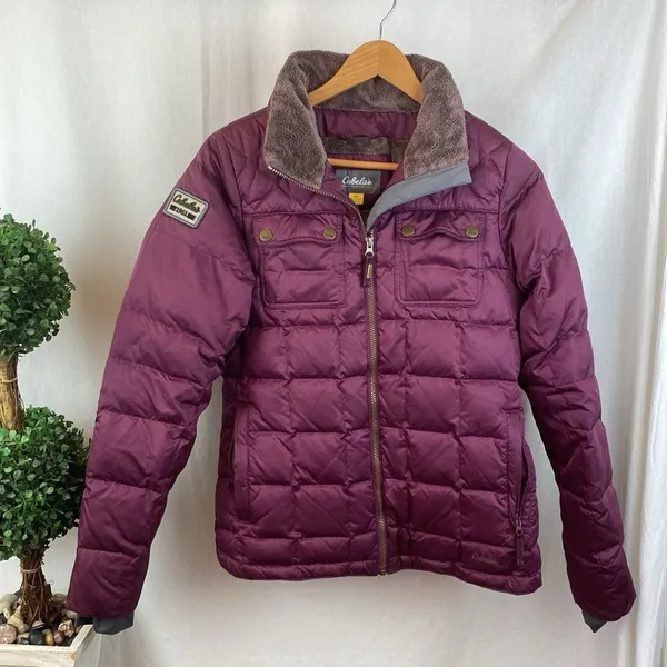 Cabelas Purple Zip Up Long Sleeve Down Filled Jacket M - Image 2