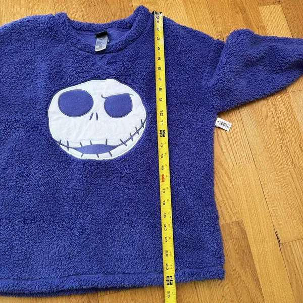 Disney Nightmare Before Christmas Fleece Long Sleeve Plush Pajama Top Purple M - Image 7