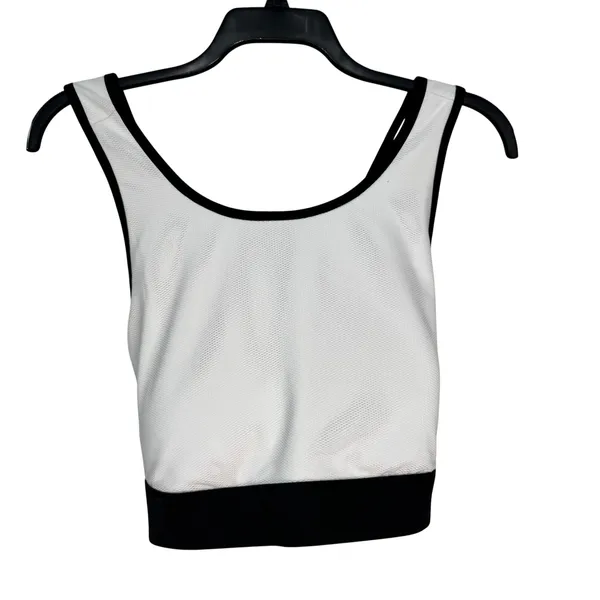Fabletics White Black Mesh Cross Back Sports Bra BA2042012-1076-17040 Size 2X - Image 7