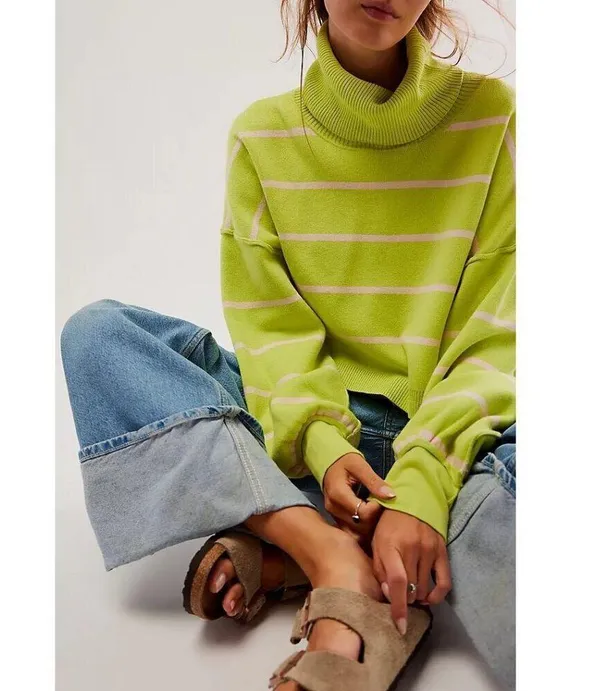 FREE PEOPLE Paulie Sweater in Lemonade Combo Size Medium - Image 11