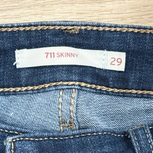 Levi's 711 Dark Blue Straight-Leg Distressed Jeans 399 - Image 4