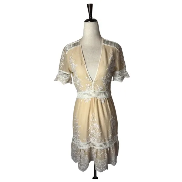 Saylor Dress Women XS Cream Ivory Floral Lace Embroidered Alexa‎ Mini Cocktail - Image 2