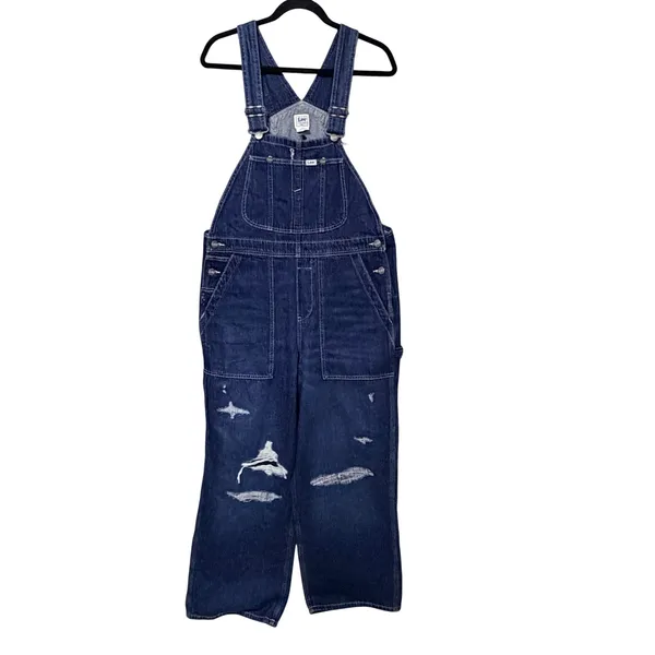 Lee Relaxed Overall Blue Theory Distressed Denim Workwear 112371925 Small - Image 3