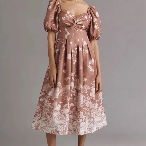 NWT EN SAISON Anthropologie monet puff sleeve square neck midi dress 1X - Image 7