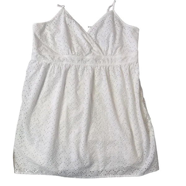 Lane Bryant White Cotton Eyelet Dress Size 24 Cottagecore‎ Coastal Embroidered - Image 3