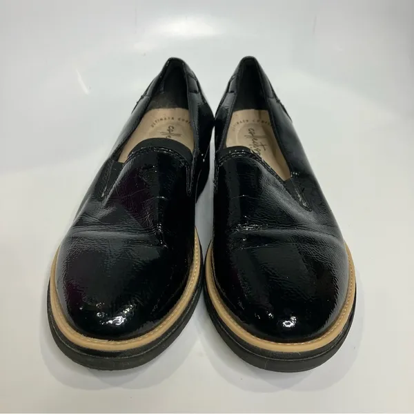 Clarks Sharon Dolly wedge Loafers black womens size‎ 7.5 business casual - Image 2