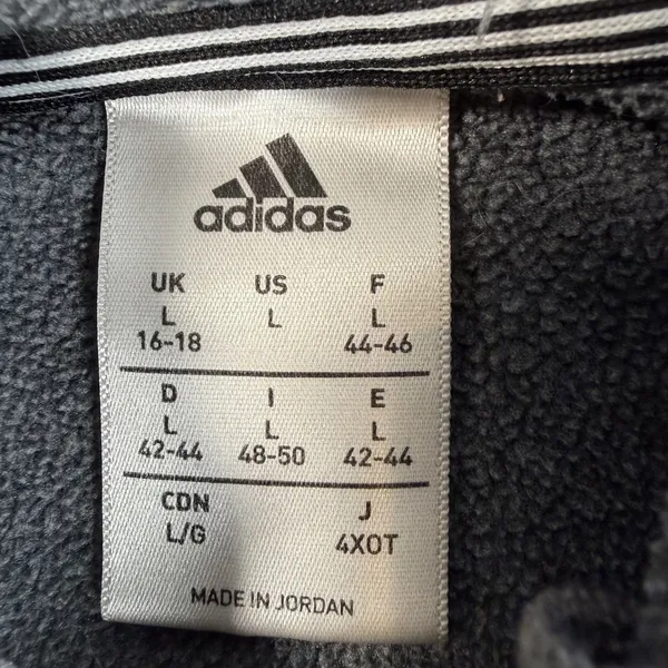 Adidas Women's Large Fleece Hooded Sweatshirt Gray Zippered Pockets Drawstring - Image 7