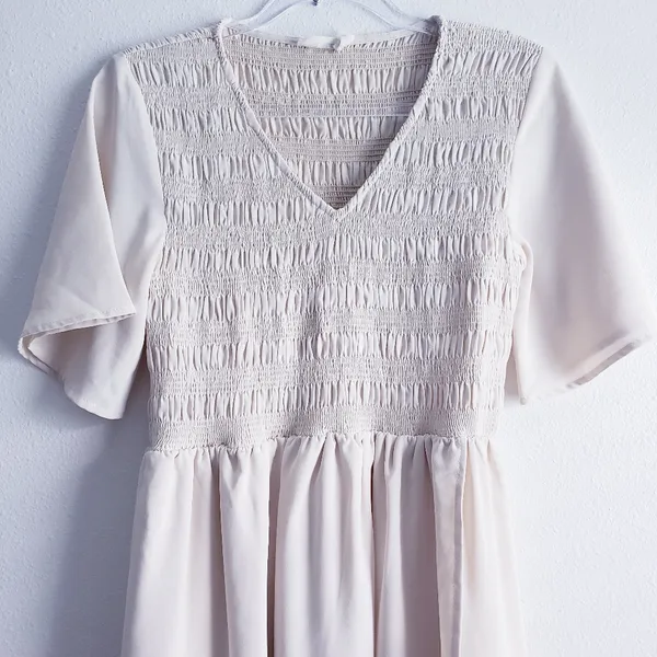 Anthropologie Roolee Ruched Bust V-Neckline Mock Wrap Midi Dress - Image 3