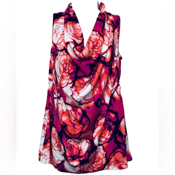 Worthington Floral Print Multicolored Sleeveless Blouse Size‎ Large - Image 5