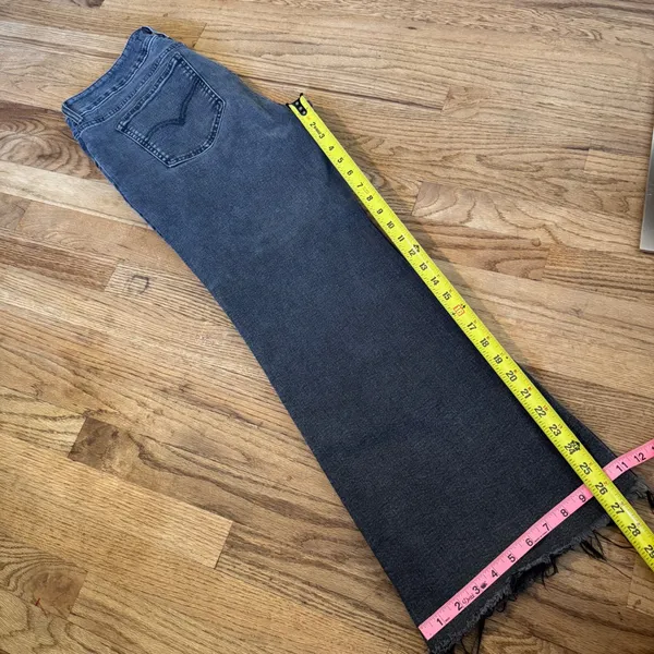 Levis‎ Superlow Flare Jeans Faded Black Raw Hem Size 33 Low Rise Y2K Denim - Image 6