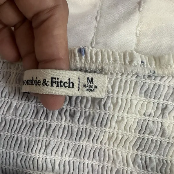 Abercrombie & Fitch Blue Floral Puff Sleeve Crop Top M Cottagecore Coquette - Image 5