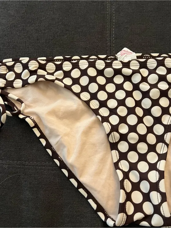 Xhilaration Y2K Brown & White Polka Dot Bikini Size Large Bottom Extra Large Top - Image 4
