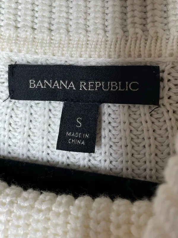Banana Republic Womens Cowl Neck Sweater Small Ivory Split Front Fisherman Coast - Image 4