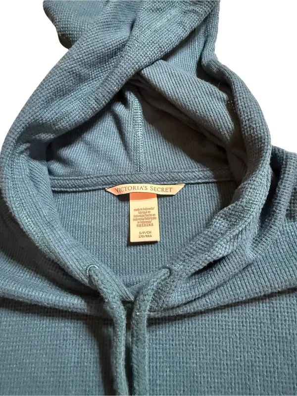 Victorias Secret Teal Blue Pullover Hoodie Small Oversized Slouchy Loungewear - Image 2