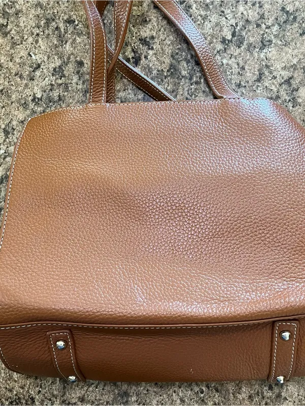 Dooney & Bourke Tan Pebble Leather Tote with Front Flap Pocket - Image 4
