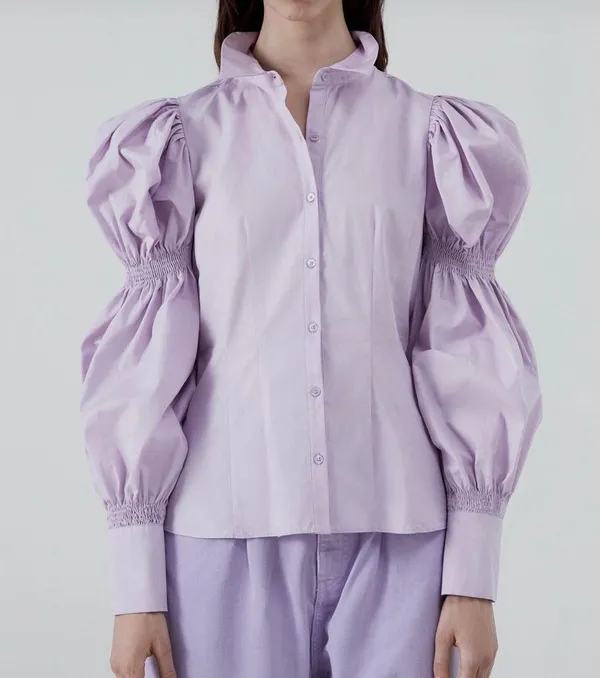 ZARA STRETCHY POPLIN SHIRT TRF Lilac XS - Image 5