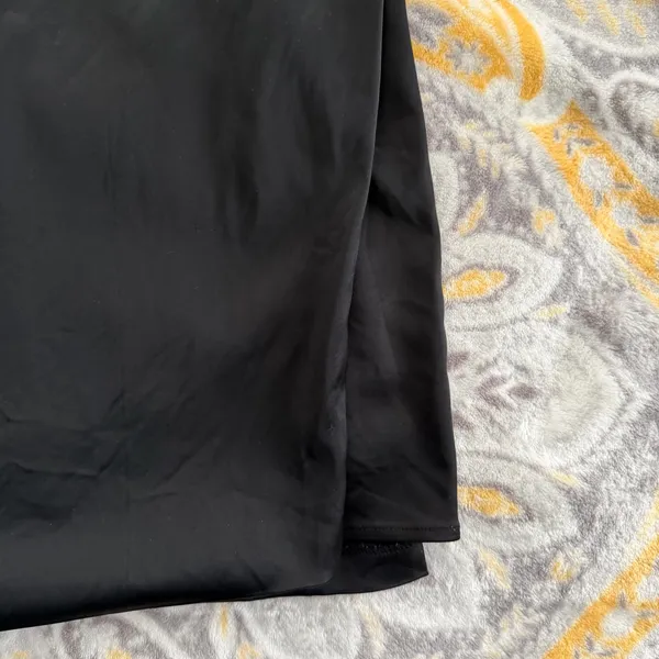 Abercrombie and fitch black satin midi dress size large - Image 2