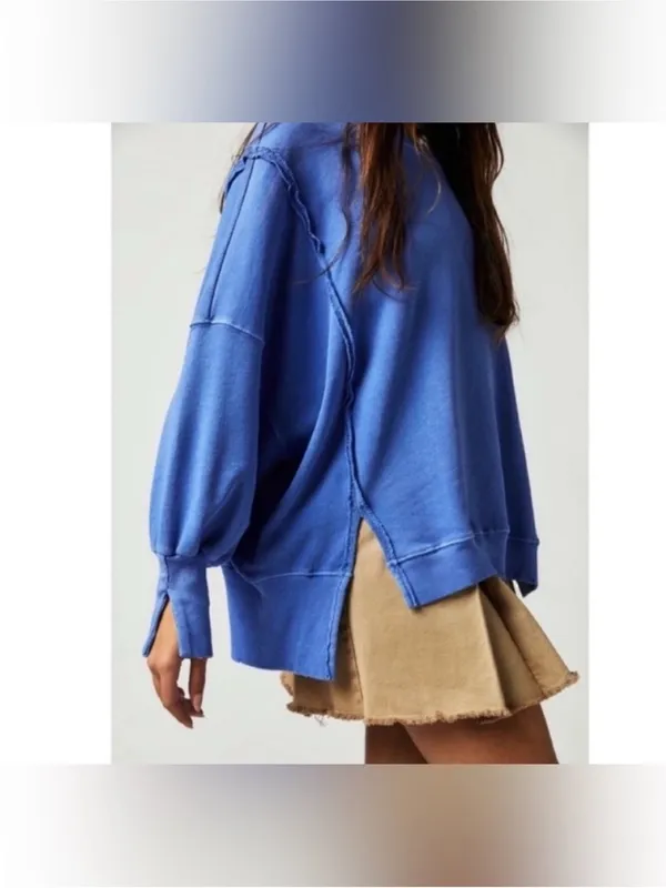 NWOT Free People We the Free Camden Sweatshirt - Blue Iris Periwinkle - Small - Image 6