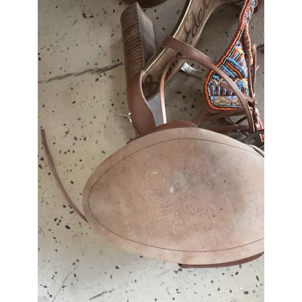 Sam Edelman Yvette Strappy Leather Suede Sandals Stacked Heel Sz 9.5 Boho Tribal - Image 10