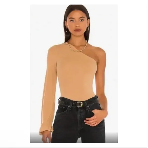 NWT Revolve x n:PHILANTHROPY Dottie One Shoulder Bodysuit in Iced Coffee - Image 7