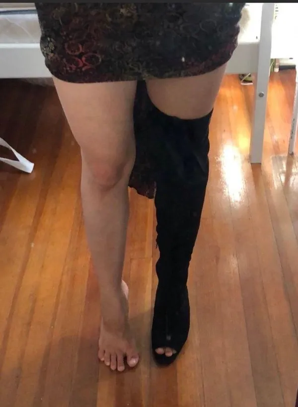 Thigh High Fabric Open Toe Boots - Image 8
