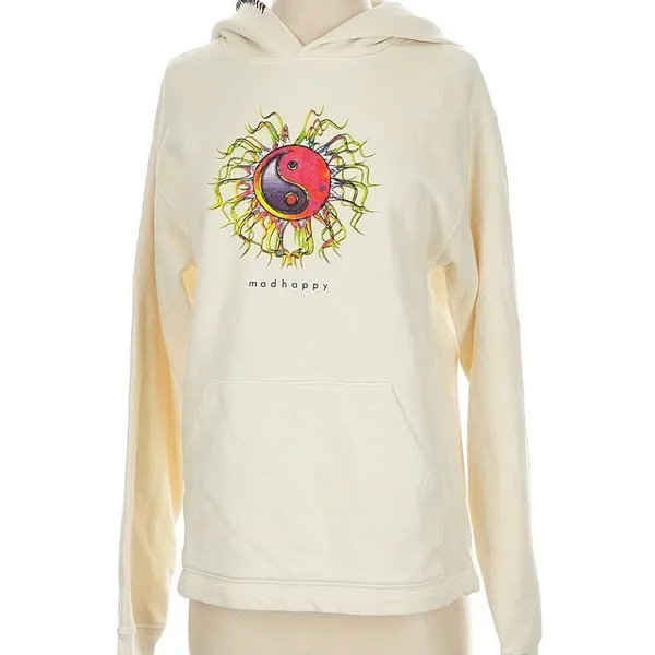 NEW MADHAPPY limited edition ying yang cream hoodie size S‎ - Image 2