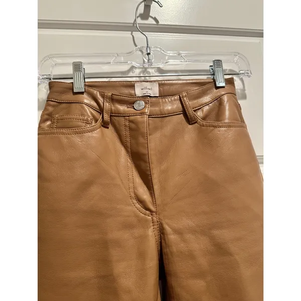 Aritzia Wilfred Melina Faux Leather Pants Camel 00 Minimalist‎ Capsule Fall - Image 4