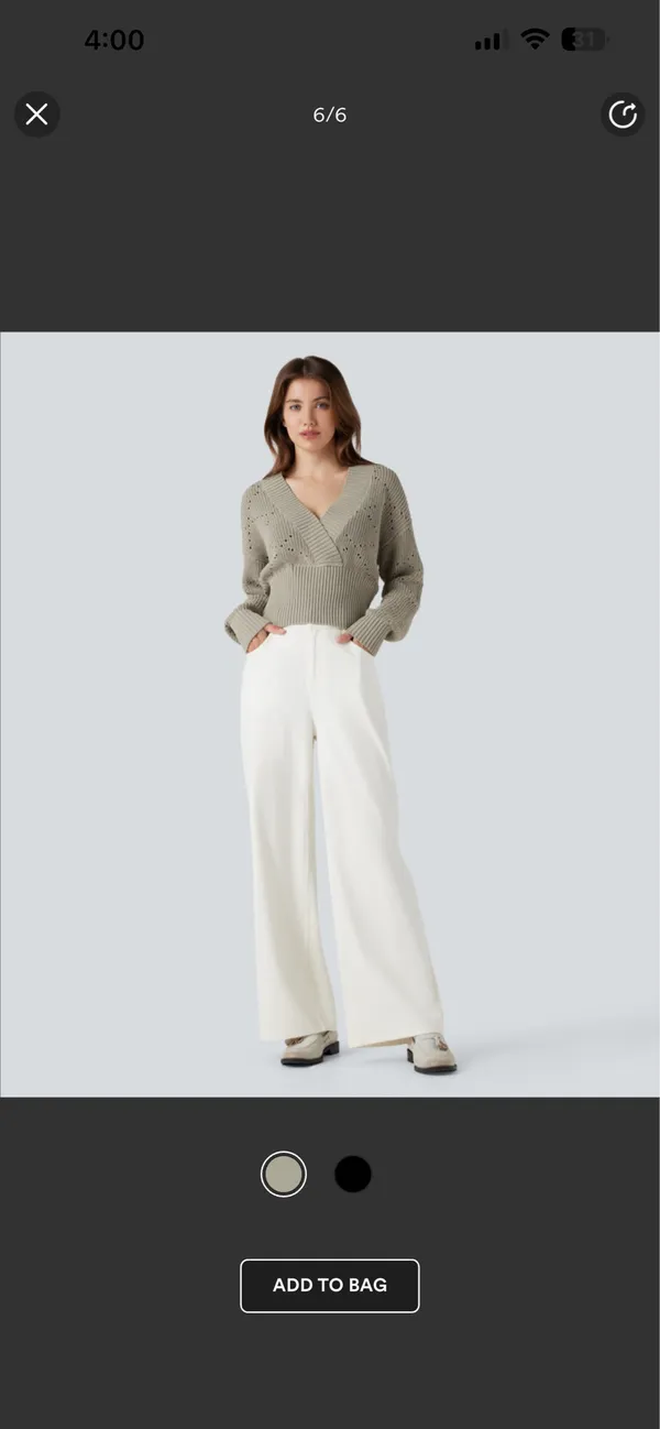Halara v-neck long sleeve hollow out work sweater - Image 3