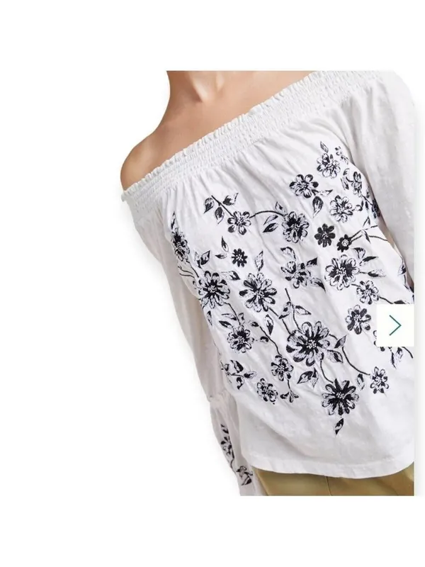 Anthropologie Annie Embroidered Off-The-Shoulder Blouse Size M Boho - Image 10