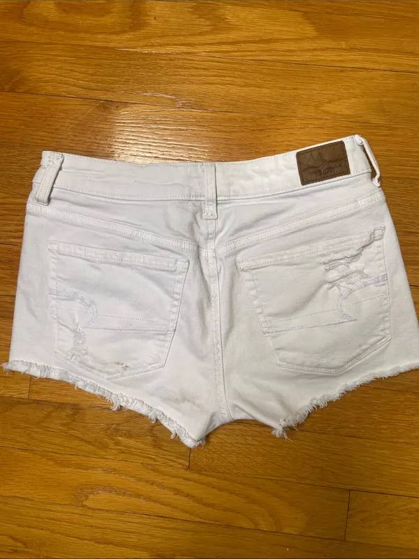 American Eagle Outfitters White Distressed Denim Cutoff Shorts - Image 2