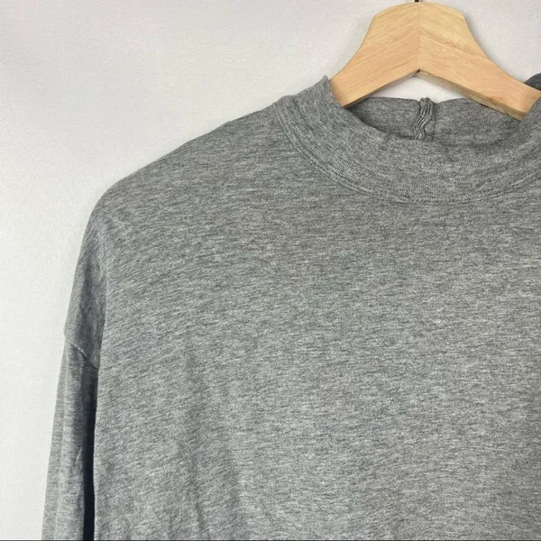 Aerie Light‎ Gray Mock Neck Long Sleeve Cropped T-Shirt S - Image 4