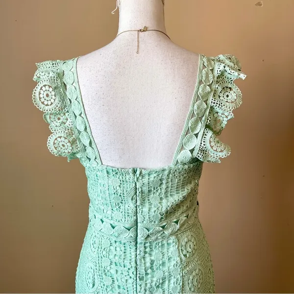 LENA | Green Trumpet Lace Fly Away With Me Maxi Dress Sz M - Image 8
