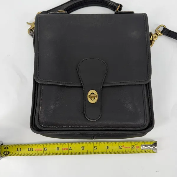 Vintage Coach NYC‎ Black Leather Top Handle Crossbody Turnlock Bag - Image 12
