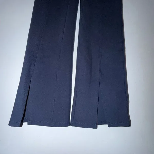 Abercrombie & Fitch Women’s Navy High Rise Wide Leg Pants Split Hem Pull-On Smal - Image 4