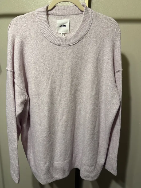aerie Relaxed Crewneck Sweater in Light Lavender M - Image 2